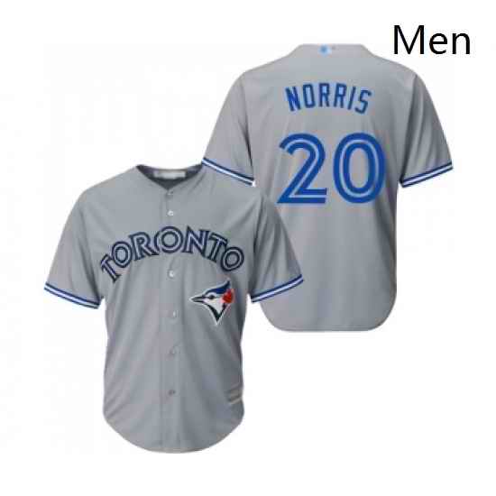 Mens Toronto Blue Jays 20 Bud Norris Replica Grey Road Baseball Jersey